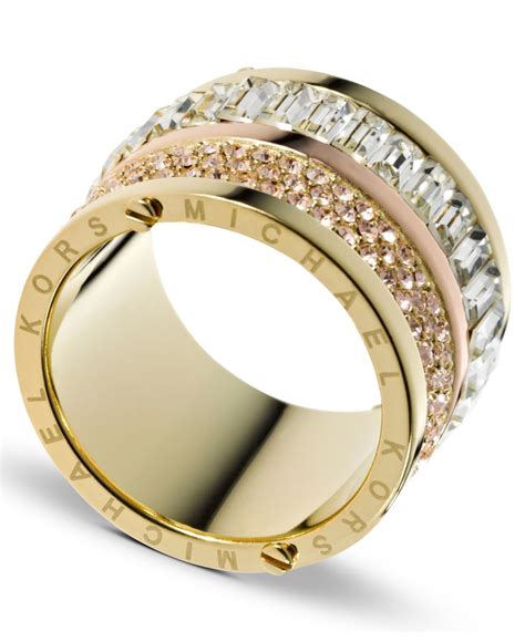 michael kors gold band with black diamonds|Michael Kors rings.